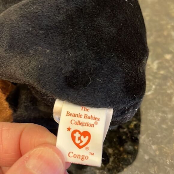 TY Congo the Gorilla Beanie Baby 1996. Size 6.5”With Ear tag - Picture 10 of 11